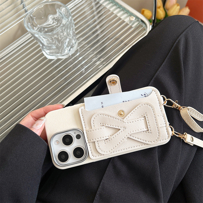 Crossbody strap button card holder Apple phone case