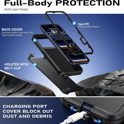 Solid-color rugged protective case with belt clip for iPhone