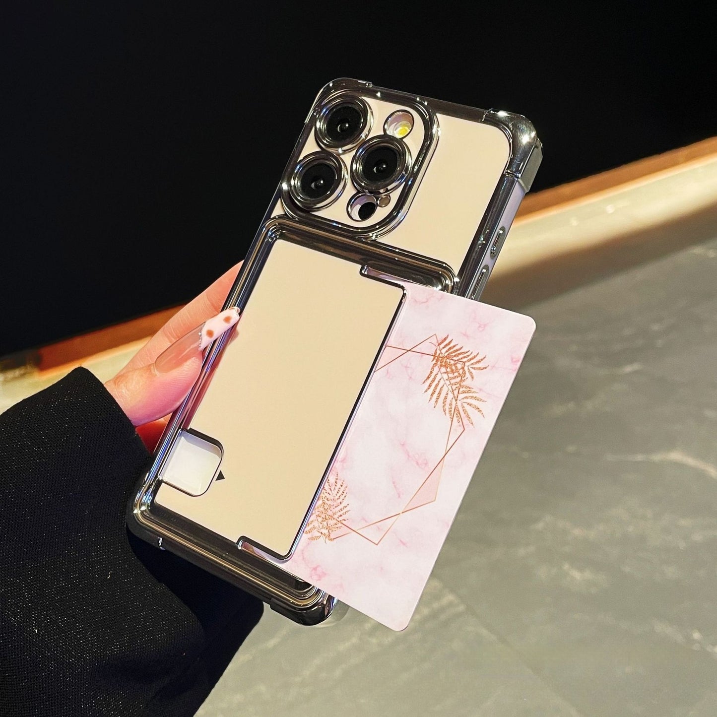 Electroplating creative card holder Apple phone case