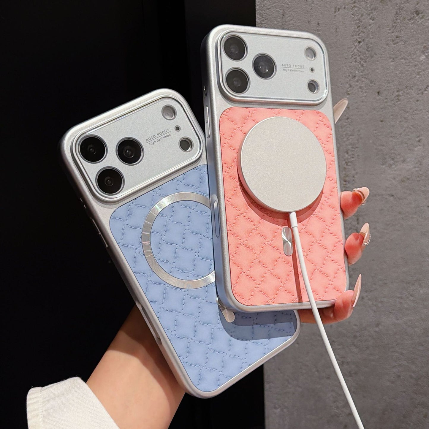 Diamond-patterned magnetic Apple phone case