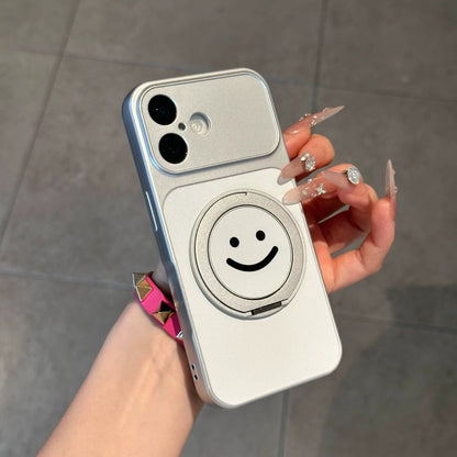 Electroplated smiley face and sad face rotating stand Apple phone case