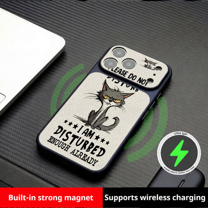 Cold-faced cat sticker magnetic Apple phone case