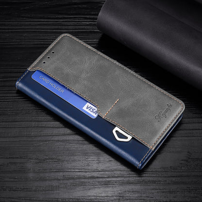 Color-blocked leather flip case with card slot Samsung phone cases