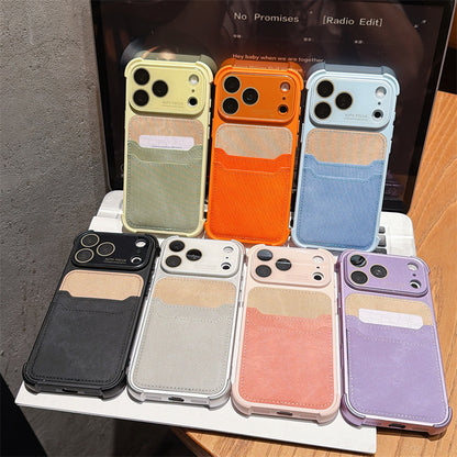 Leather SIM card slot four-corner anti-drop iPhone case