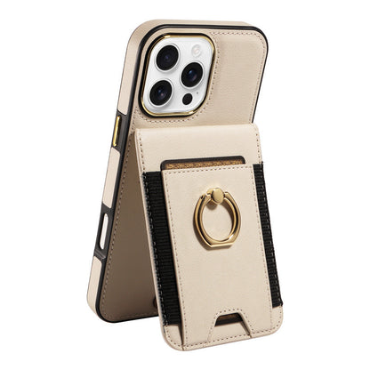 Ring holder leather case with card slot for Apple phone case