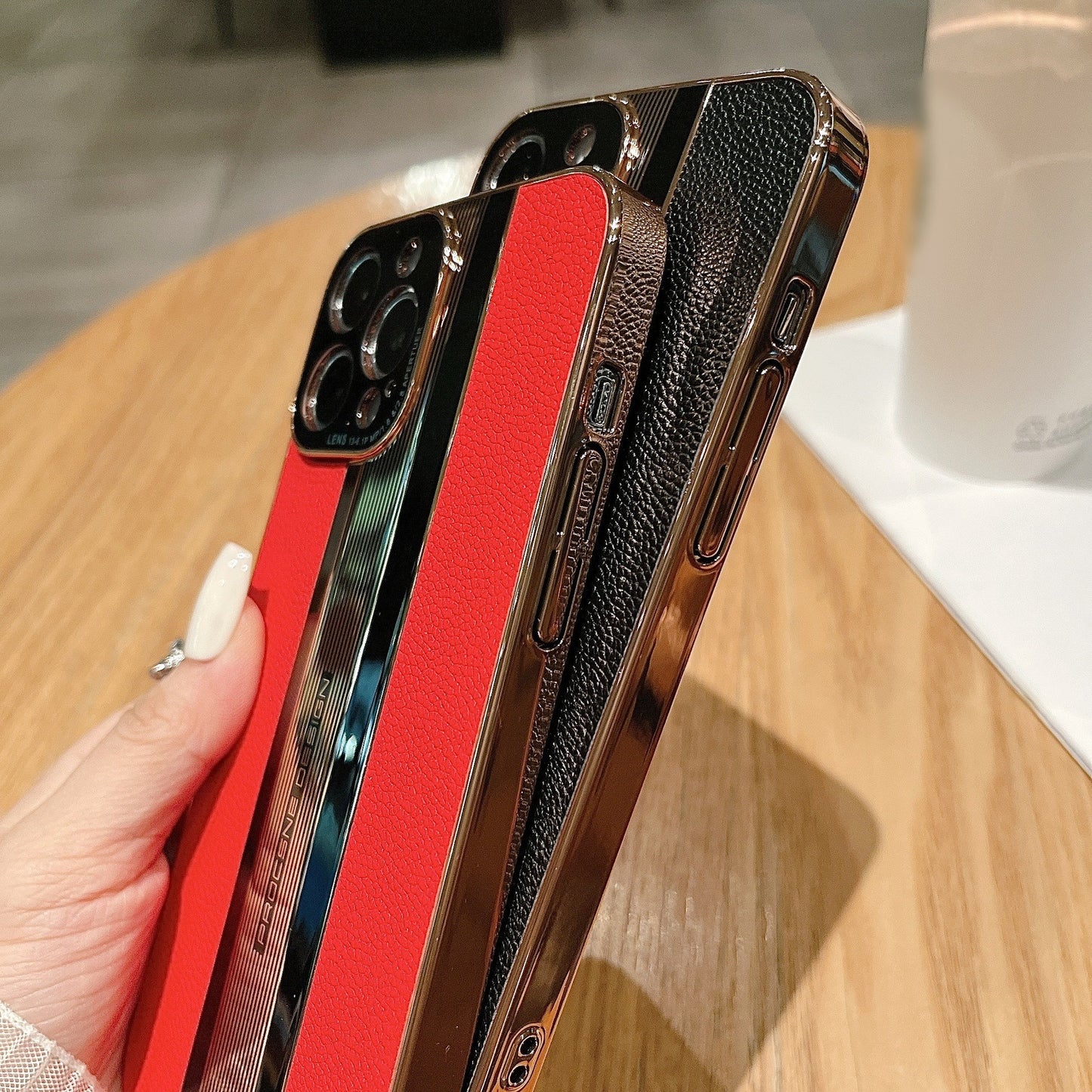 Luxury electroplated leather texture Apple phone case