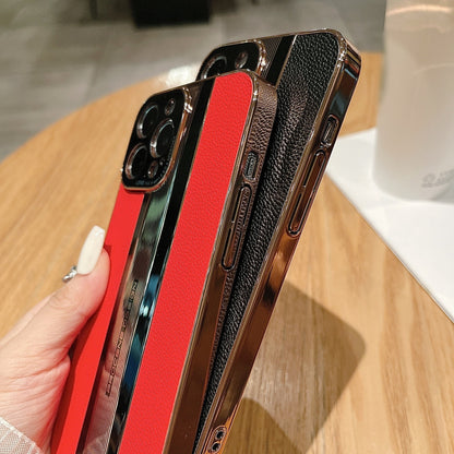 Luxury electroplated leather texture Apple phone case