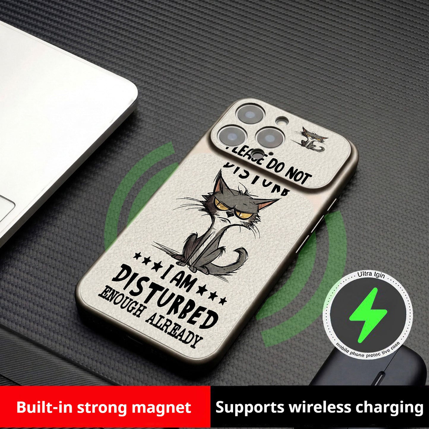 Cold-faced cat sticker magnetic Apple phone case