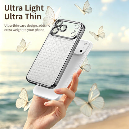 Diamond-patterned vegan leather magnetic Apple phone case