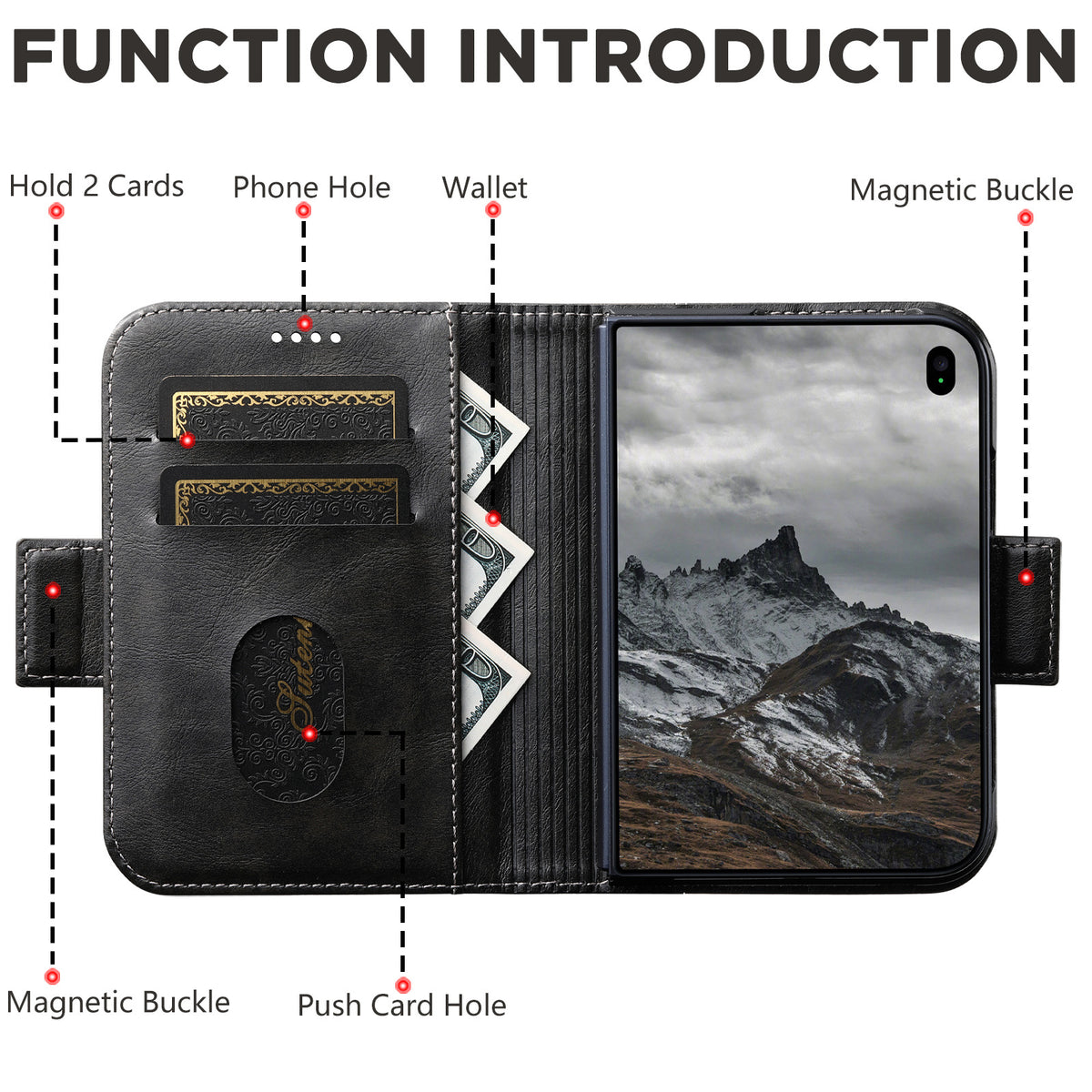 Folio-style card-holder leather case for iPhone Duo