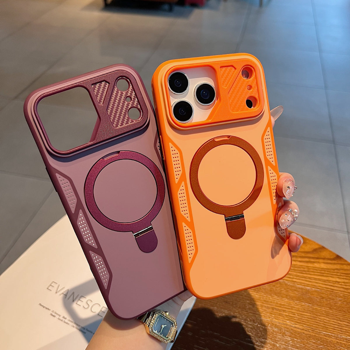 Matte Magnetic Mecha-Style Phone Case for iPhone