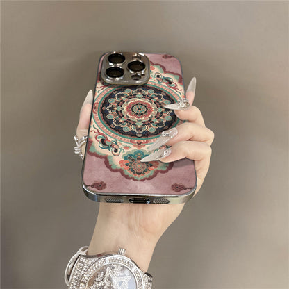 Electroplated lambskin shockproof Apple phone case