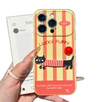 Striped cat-themed anti-drop iPhone case