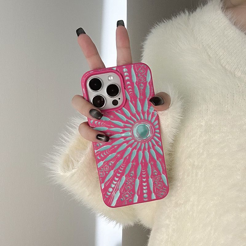 Sun Totem Leather Apple Phone Case