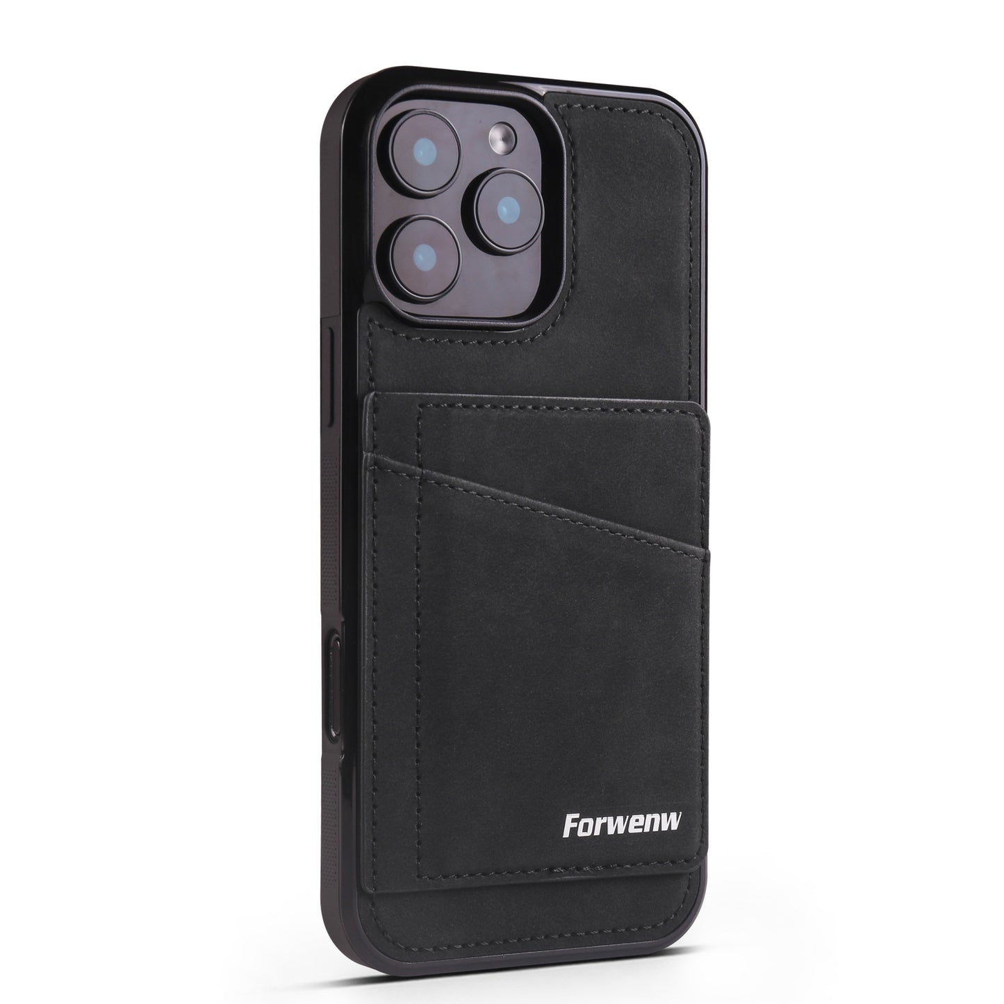 Solid color card holder stand leather Apple phone case
