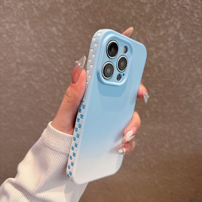 Skin-textured square gradient color Apple phone case