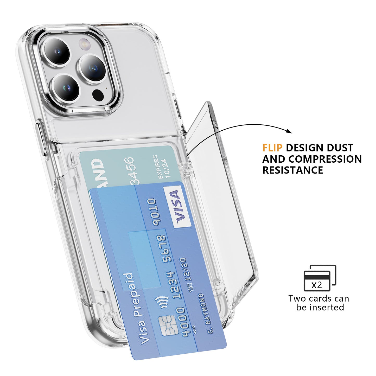 Flip Card Holder Transparent Apple Phone Case
