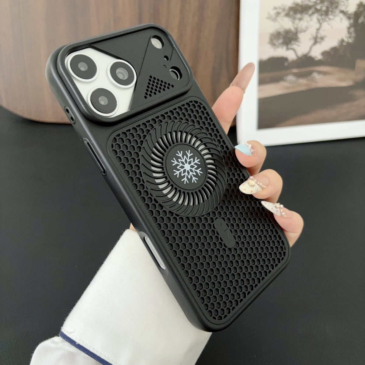 Cyclone cooling and breathable mesh magnetic Apple phone case