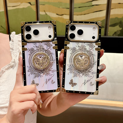Diamond-encrusted Aurora Butterfly Stand Apple Phone Case