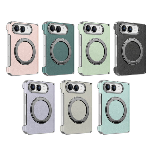 Korean style vegan leather magnetic rotating stand iPhone Duo phone case