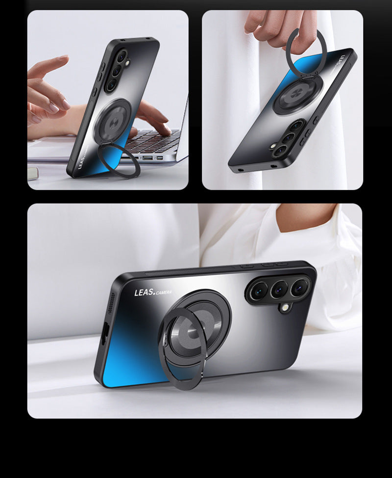Gold-plated frosted rotating stand magnetic Samsung phone case