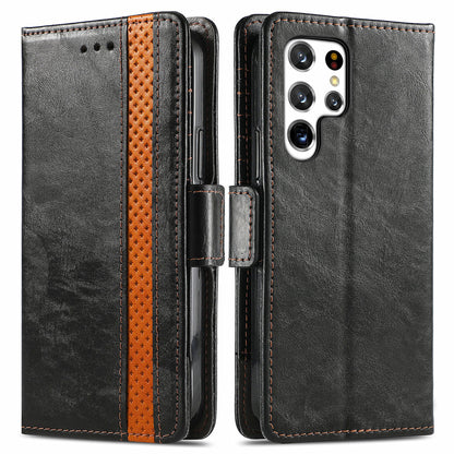 Leather anti-theft brush magnetic flip Samsung protective case