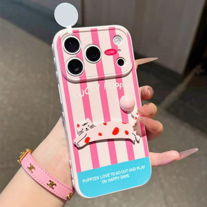 Striped cat-themed anti-drop iPhone case