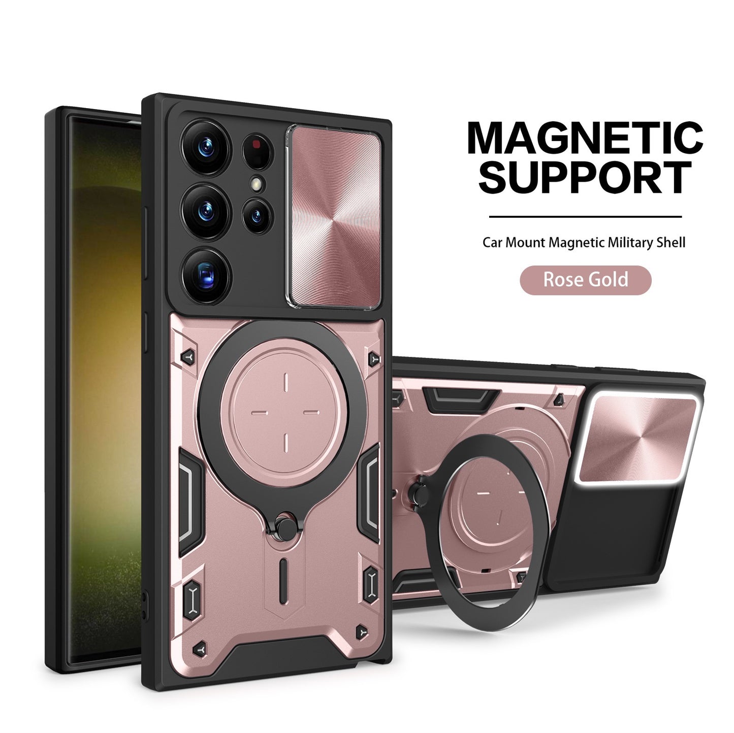 Sliding window anti-drop magnetic holder Samsung phone case