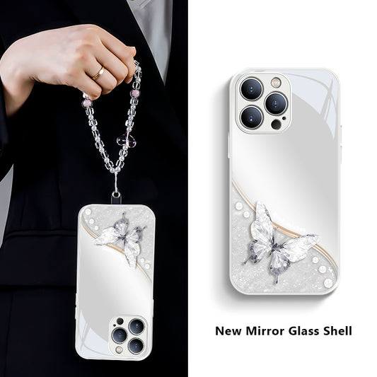 Butterfly lanyard mirrored iPhone case