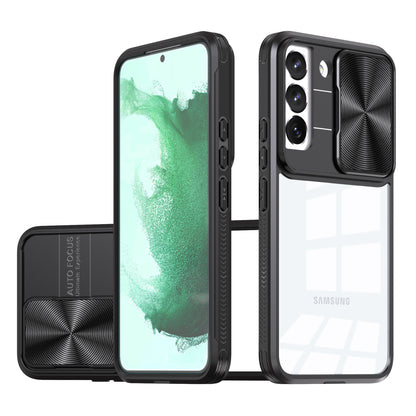 Transparent color-blocked sliding window Samsung phone case