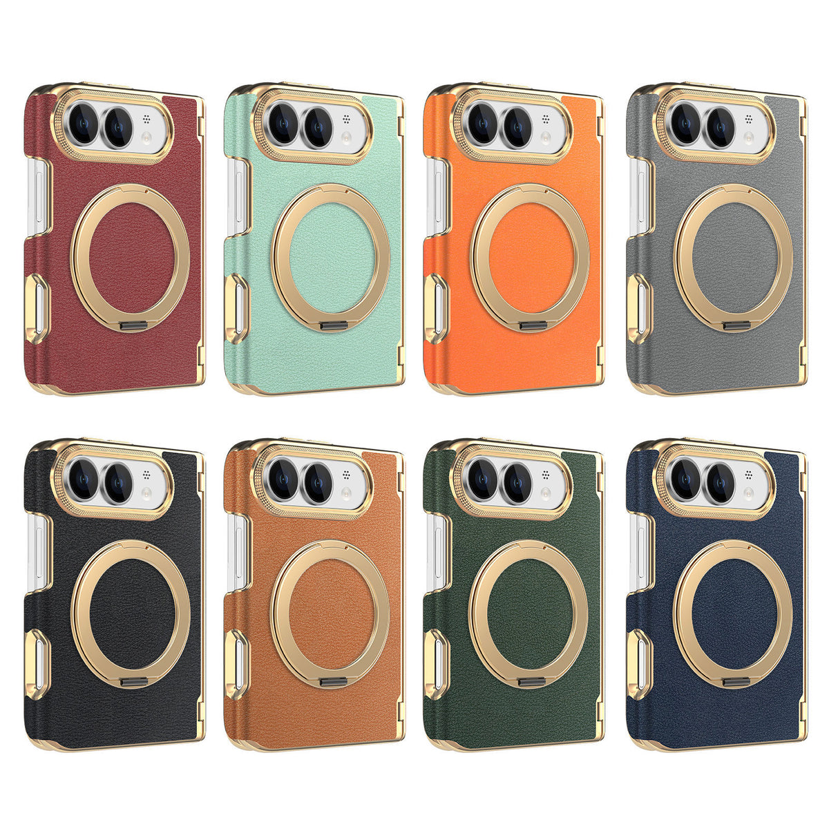 Premium Diamond Pattern Magnetic Large Window Apple Phone Case