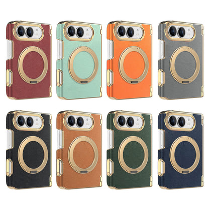 Premium Diamond Pattern Magnetic Large Window Apple Phone Case