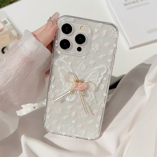 Beautiful embroidered butterfly flower Apple phone case
