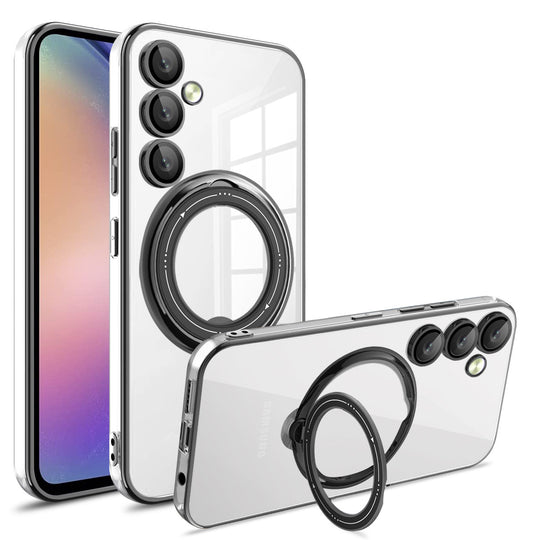 Electroplating transparent bright shield magnetic bracket Samsung mobile phone case