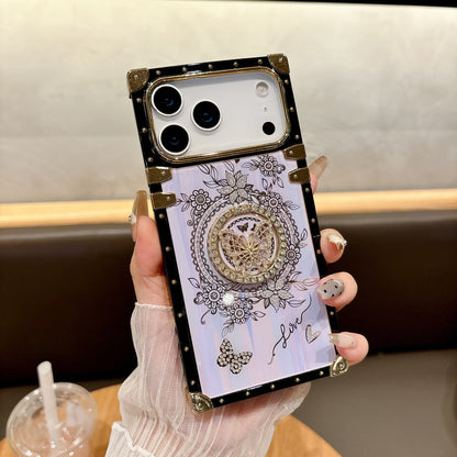 Diamond-encrusted Aurora Butterfly Stand Apple Phone Case