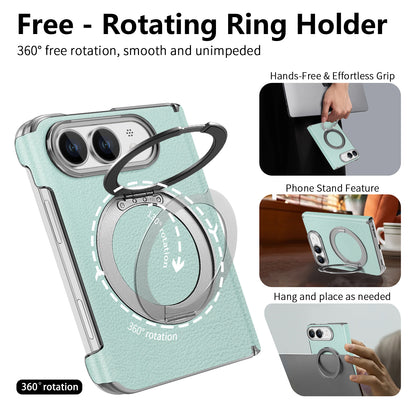 Korean style vegan leather magnetic rotating stand iPhone Duo phone case