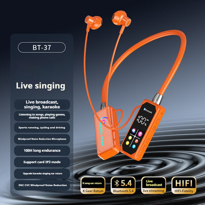 Color screen digital display neck hanging long battery life wireless sports earphones