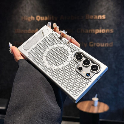 Hollow-out heat dissipation magnetic stand Samsung phone case