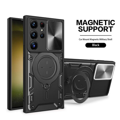 Sliding window anti-drop magnetic holder Samsung phone case