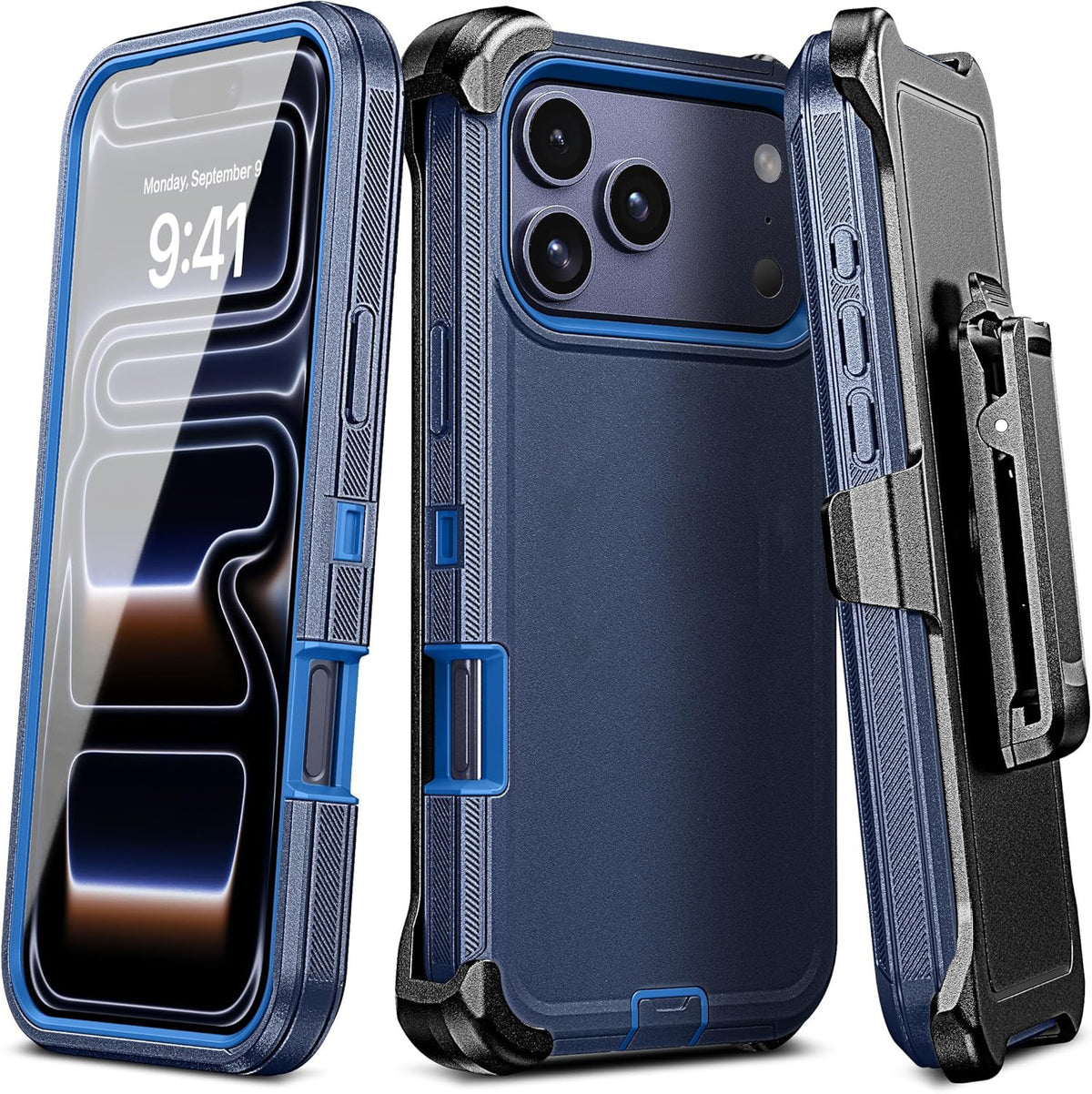 Solid-color rugged protective case with belt clip for iPhone