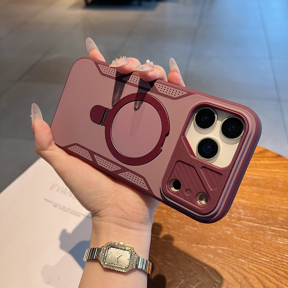 Matte Magnetic Mecha-Style Phone Case for iPhone