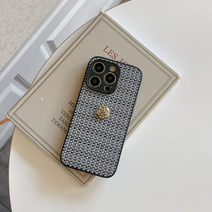 3D Camellia Woven Pattern Apple Phone Case