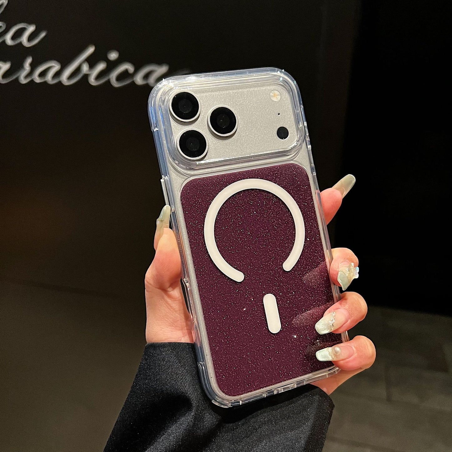 Crystal Glitter Magnetic Apple Phone Case