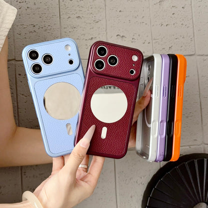 Lychee-textured mirror magnetic Apple phone case