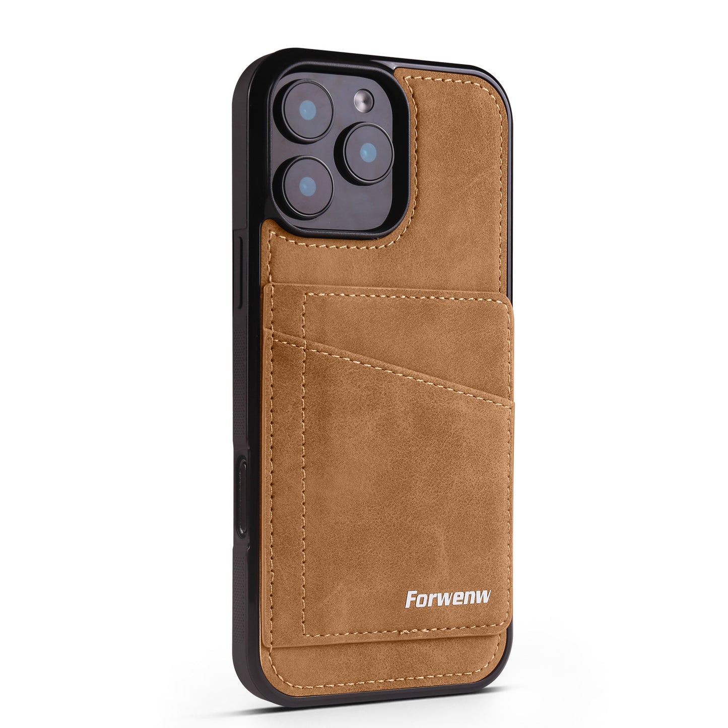Solid color card holder stand leather Apple phone case
