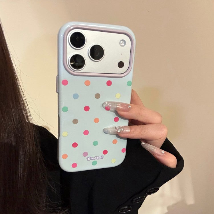 Color-blocked polka dot anti-drop iPhone case