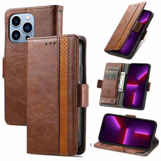 Leather anti-theft brush magnetic flip iPhone protective case