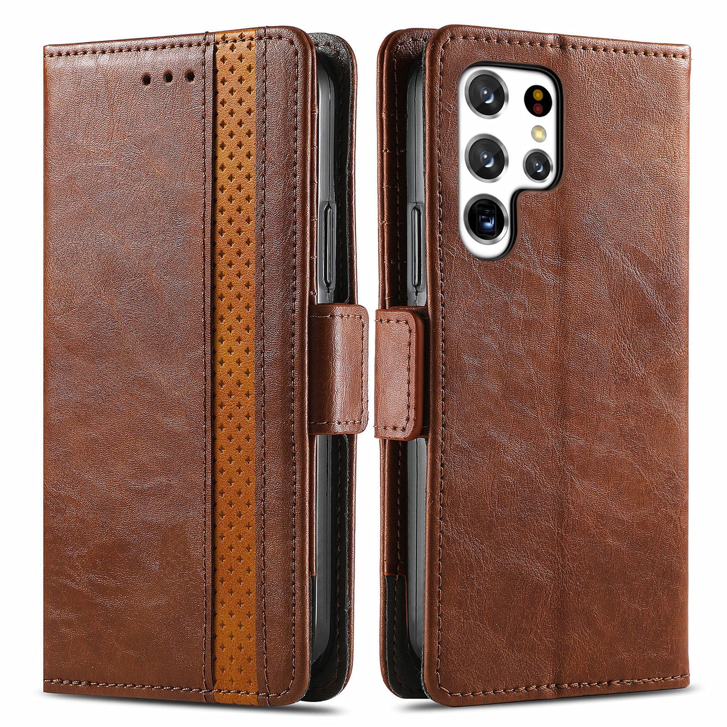 Leather anti-theft brush magnetic flip Samsung protective case