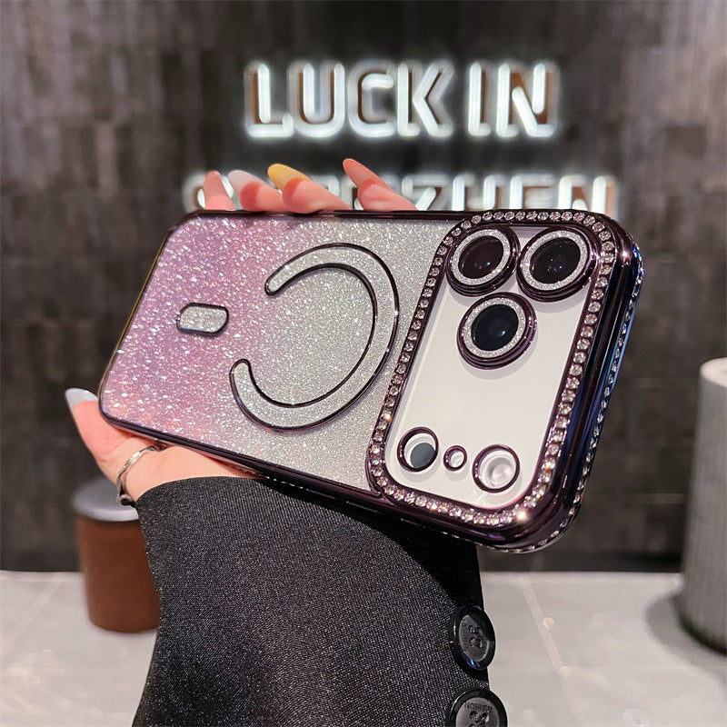 Diamond-studded luxury glitter magnetic iPhone case