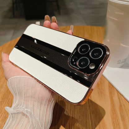 Luxury electroplated leather texture Apple phone case